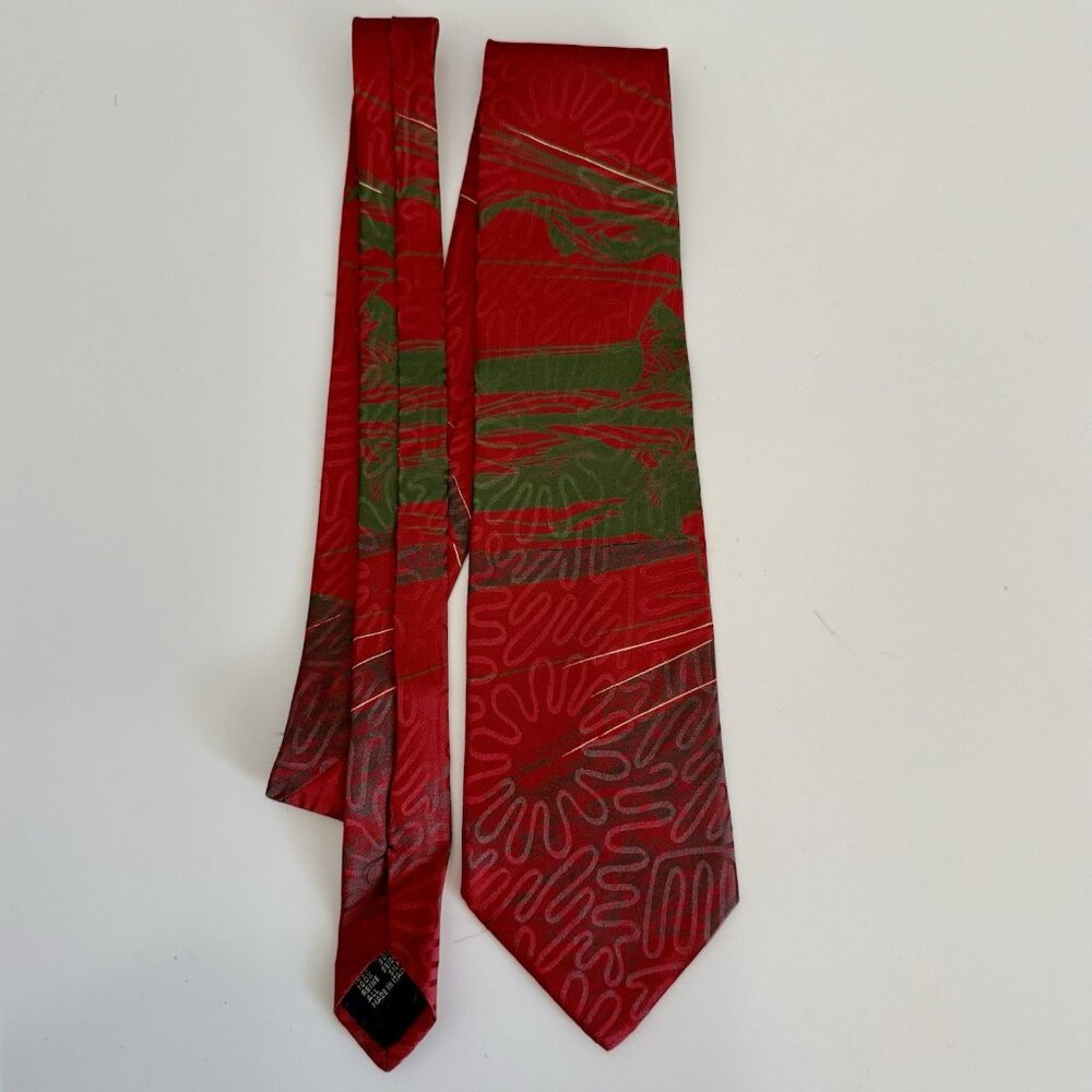 Vintage Claude Montana Mens 100% Silk Necktie Tie Art Deco Abstract Italy